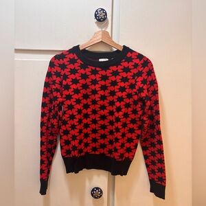 Urban Outfitters Black and Red Star Pattern Crewneck Sweater